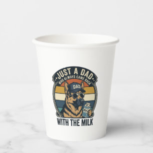 Funny Dad German Shepherd Milk Retro Shirt Design_ Paper Cups