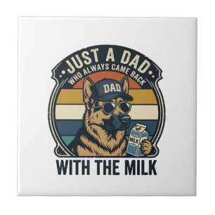 Funny Dad German Shepherd Milk Retro Shirt Design_ Tile