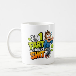 Funny Dad Joke Cartoon Design | “I’m 1 Fart From A Coffee Mug