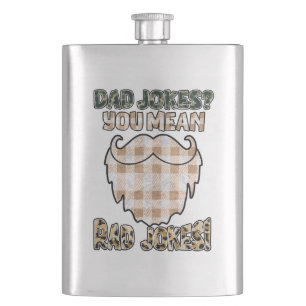 Funny Dad Jokes   Father's Day   Rad Jokes Hip Flask