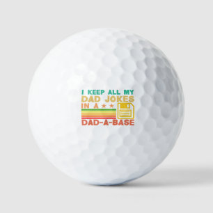 Funny dad jokes in dad-a-base vintage for father's golf balls