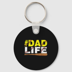 Funny dad life softball baseball daddy sports key ring