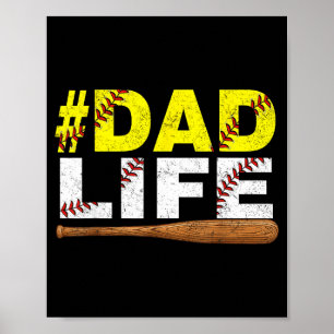 Funny dad life softball baseball daddy sports poster