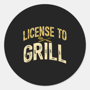 Funny Dad Loves Bbq License To Grill Meat Smoking  Classic Round Sticker