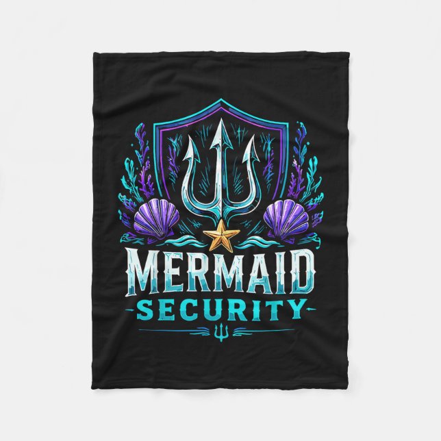 Funny dad mermaid security  fleece blanket (Front)