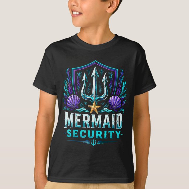 Funny dad mermaid security  T-Shirt (Front)