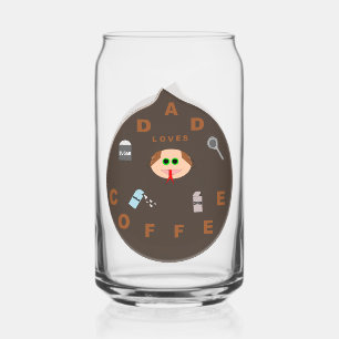 Funny Dad Monster Loves Coffee Can Glass