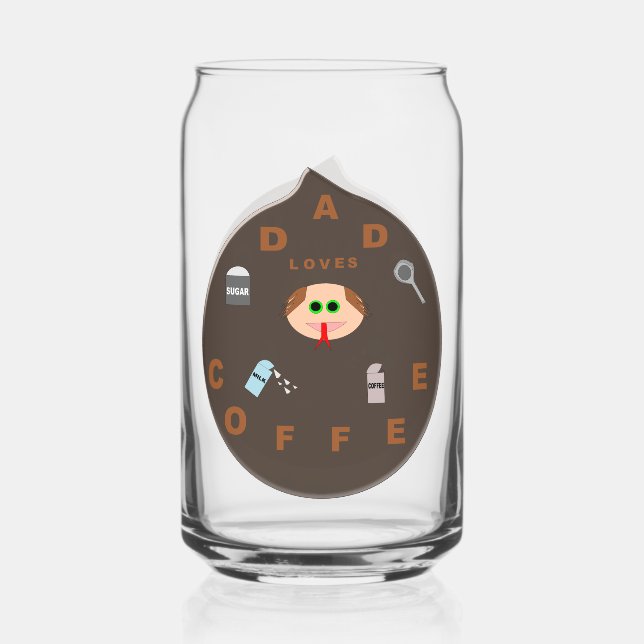 Funny Dad Monster Loves Coffee Can Glass (Front)