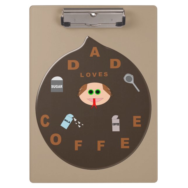 Funny Dad Monster Loves Coffee Clipboard (Front)