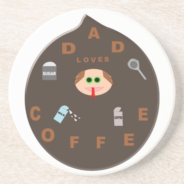Funny Dad Monster Loves Coffee Coasters (Front)