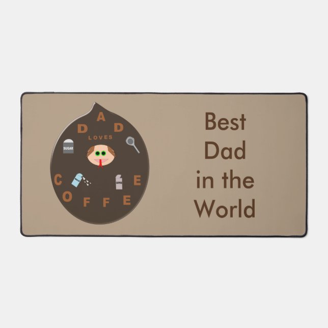 Funny Dad Monster Loves Coffee Custom Desk Mat (Front)