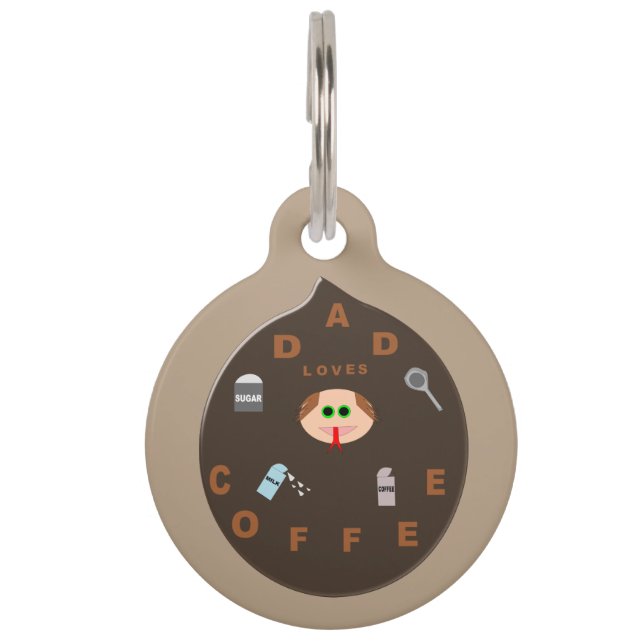 Funny Dad Monster Loves Coffee Custom Dog Tag (Front)