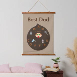 Funny Dad Monster Loves Coffee Custom Hanging Tapestry