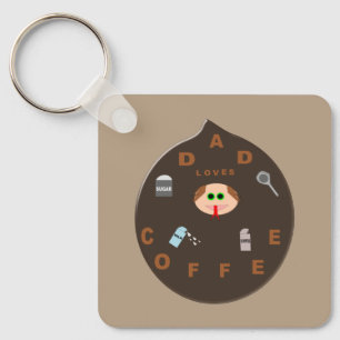 Funny Dad Monster Loves Coffee Custom Key Ring
