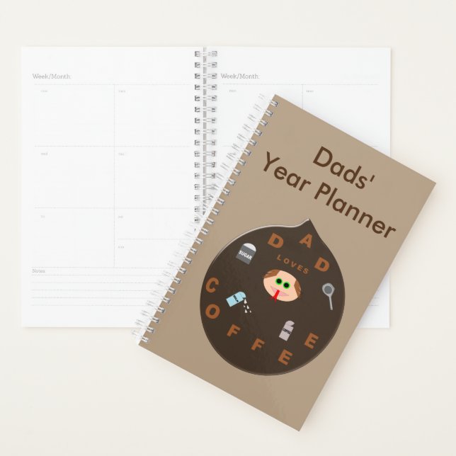 Funny Dad Monster Loves Coffee Custom Planner (Display)