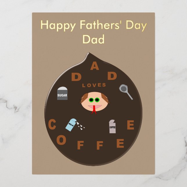 Funny Dad Monster Loves Coffee Fathers Day Custom Foil Holiday Postcard (Front)
