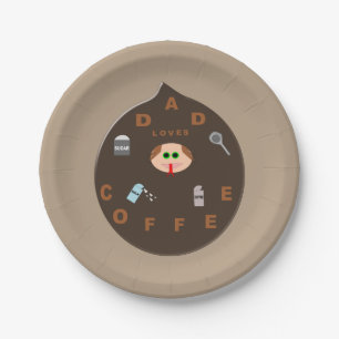 Funny Dad Monster Loves Coffee Paper Party Plates