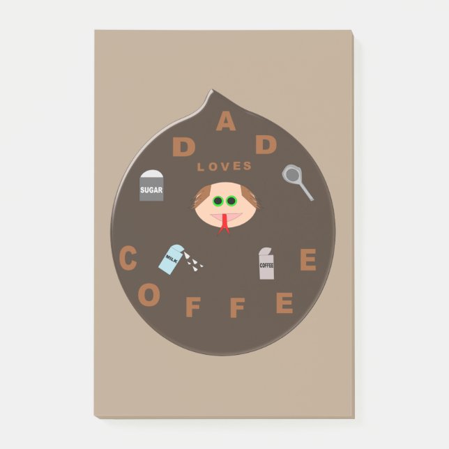 Funny Dad Monster Loves Coffee Post it notes Pad (Front)