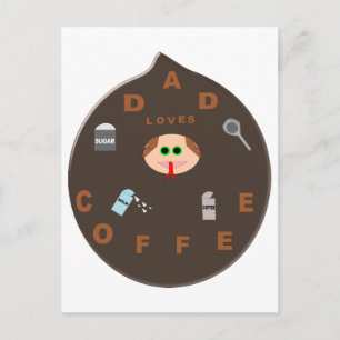 Funny Dad Monster Loves Coffee Postcard
