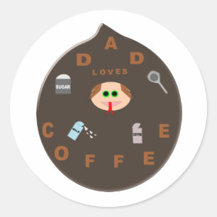 Funny Dad Monster Loves Coffee Stickers