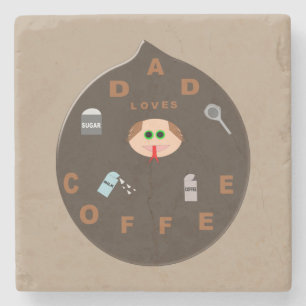 Funny Dad Monster Loves Coffee Stone Coaster