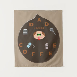 Funny Dad Monster Loves Coffee Tapestry