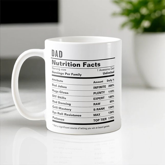 Funny Dad Nutrition Facts Label Father’s Day Gift Coffee Mug (Creator Uploaded)