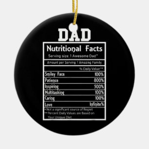 Funny Dad Nutritional Facts Amazing Awesome Daddy Ceramic Tree Decoration