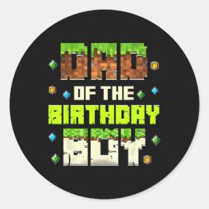 Funny Dad Of The Birthday Boy Video Gamer Pixel Bd Classic Round Sticker
