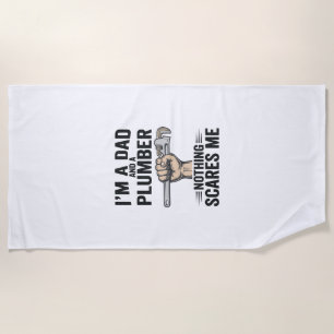 Funny Dad Plumber Vintage Engraving Shirt Design_1 Beach Towel