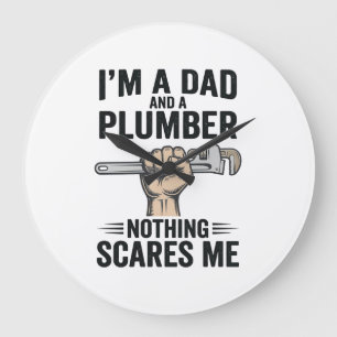 Funny Dad Plumber Vintage Engraving Shirt Design_1 Large Clock