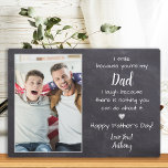 Funny Dad Poem Personalised Photo Father's Day  Plaque<br><div class="desc">Surprise dad this fathers day with a personalised 3 photo plaque. "I smile because you're my DAD, I laugh because there's nothing you can do about it ." Personalise this dad plaque with favourite photo, message and name.. Visit our collection for the best dad father's day gifts and personalised dad...</div>