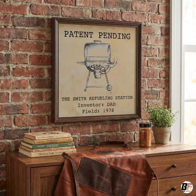 Funny Dad "Refueling Station" Vintage Grill Patent Poster (Creator Uploaded)