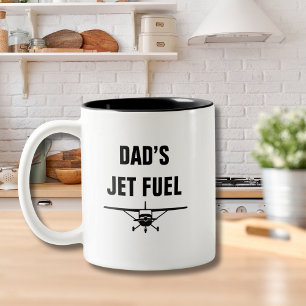 Funny Dad’s Jet Fuel Cessna Aeroplane Birthday Two-Tone Coffee Mug