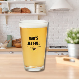 Funny Dad’s Jet Fuel Cessna Airplane Birthday Glass