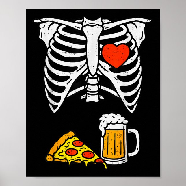 Funny Dad Skeleton Beer Zza Halloween Costume Mens Poster (Front)
