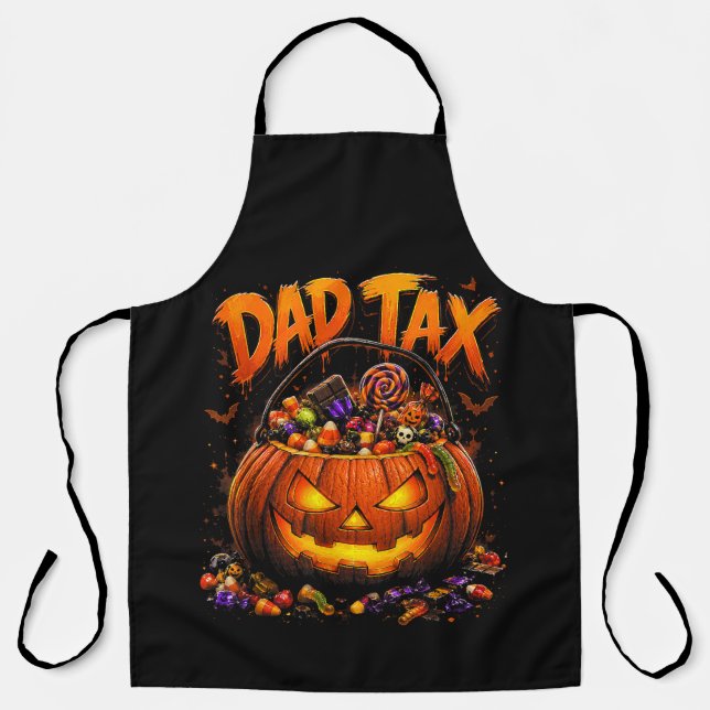 Funny Dad Tax Halloween Pumpkin Apron (Front)