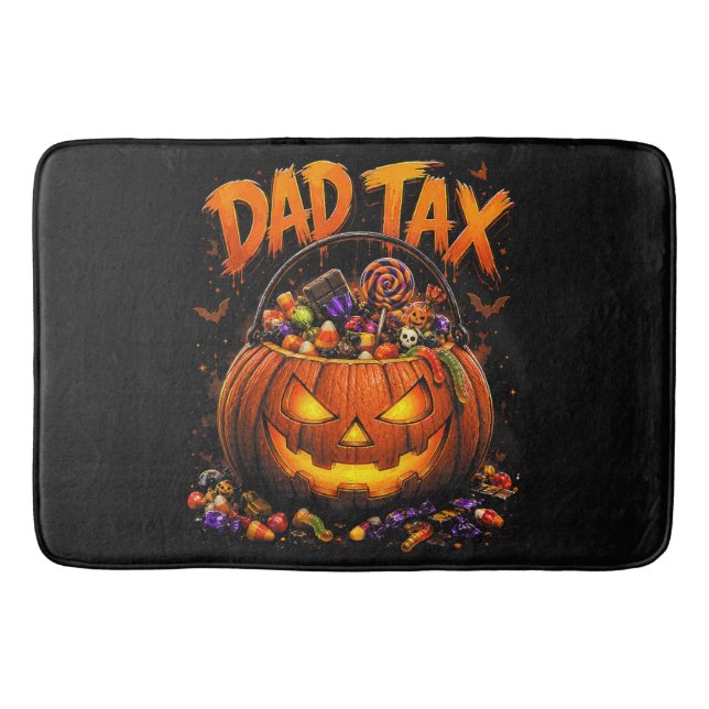 Funny Dad Tax Halloween Pumpkin Bath Mat (Front)