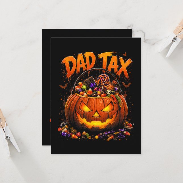 Funny Dad Tax Halloween Pumpkin Invitation (Front/Back In Situ)