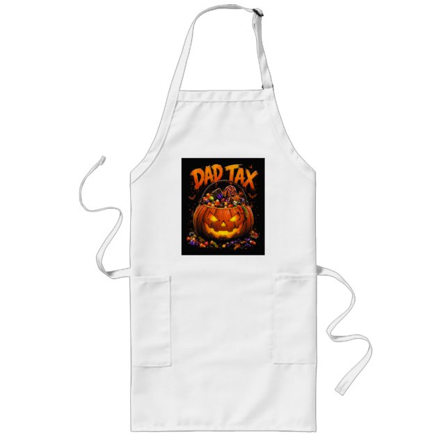 Funny Dad Tax Halloween Pumpkin Long Apron (Front)
