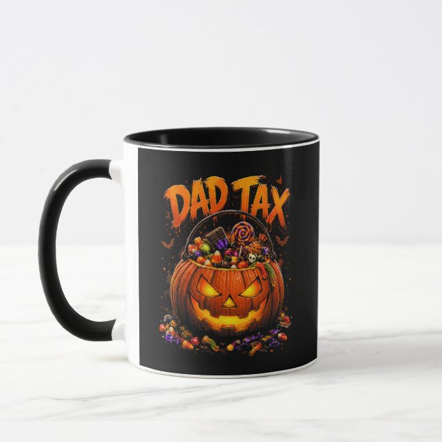 Funny Dad Tax Halloween Pumpkin Mug (Left)