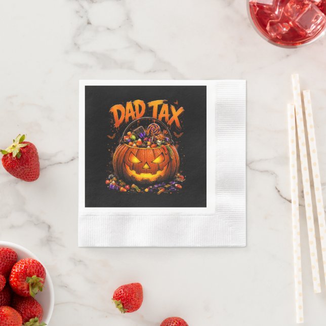 Funny Dad Tax Halloween Pumpkin Napkin (Insitu)