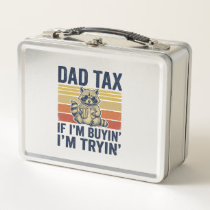 Funny Dad Tax Racoon Vintage Graphic T-Shirt_1 Metal Lunch Box