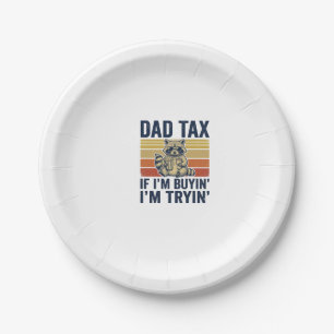 Funny Dad Tax Racoon Vintage Graphic T-Shirt_1 Paper Plate