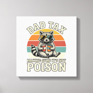 Funny Dad Tax Racoon Vintage T-Shirt Design_1 Canvas Print