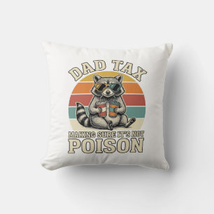 Funny Dad Tax Racoon Vintage T-Shirt Design_1 Cushion