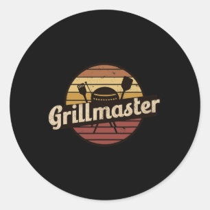 Funny Dad Vintage Design Grillmaster Fathers Day Classic Round Sticker