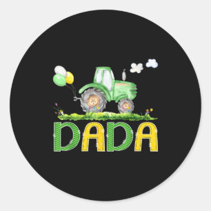 Funny Dada Birthday Boy Tractor Farm Truck Matchin Classic Round Sticker