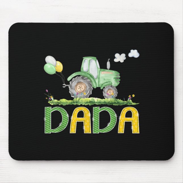 Funny Dada Birthday Boy Tractor Farm Truck Matchin Mouse Pad (Front)