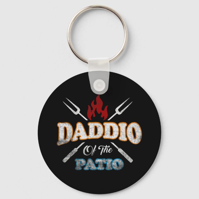 Funny Daddio Of The Patio Fathers Day Bbq Grill Qu Key Ring (Front)